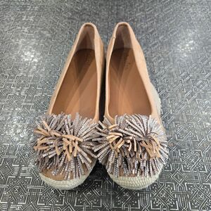 Chatties Women's Tan and Cream Embellished Loafers